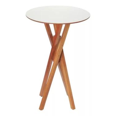 Imagem de Mesa De Madeira Bistrô Alta Redonda 60cm - Tampa Branco
