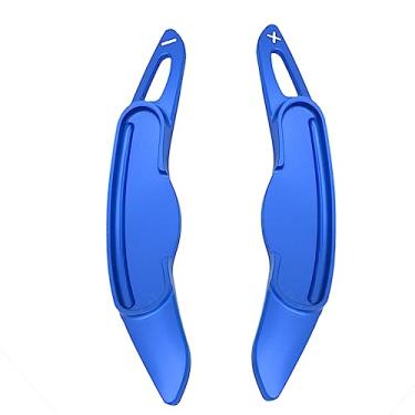 Imagem de ontto Alavanca de alavanca de liga de alumínio apto para mini Cooper F54 F55 F56 F57 F60 volante do carro extensões de câmbio de lâmina de câmbio cobertura interior guarnição interior azul