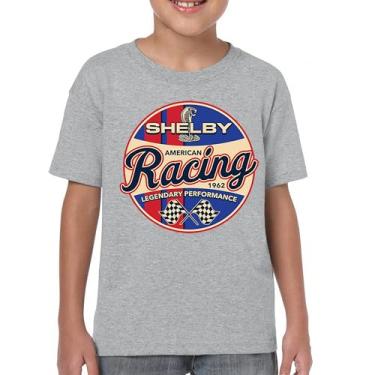 Imagem de Camiseta juvenil Shelby Racing 1962 American Muscle Car Mustang Cobra GT500 GT350 Performance Powered by Ford Kids, Cinza, G