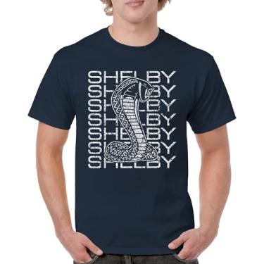Imagem de Camiseta masculina vintage Stacked Shelby Cobra American Classic Racing Mustang GT500 Performance Powered by Ford, Azul marinho, M