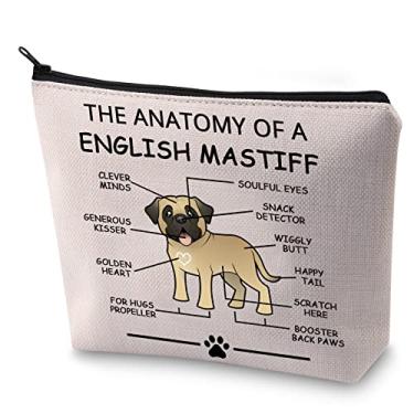 Imagem de LEVLO Presentes engraçados para amantes de mastim inglês The Anatomy of A English Mastim Cosméticos Mastim Inglês Mamãe Veterinária Bolsas de Higiene Pessoal de Viagem, Mastim inglês