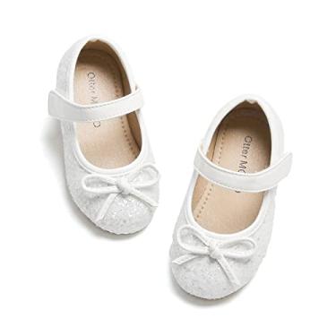 Imagem de Otter MOMO Sapatilhas de bailarina Mary Jane para crianças/meninas, sem cadarço, para festas escolares, D701-branco, 9 Toddler