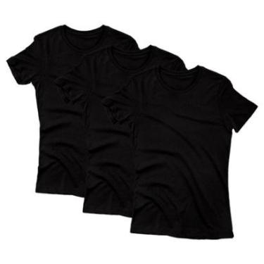 Imagem de Kit 3 Camiseta Feminina Poliéster Básica Camisa Blusa Treino Academia Esportes Camisetas-Feminino