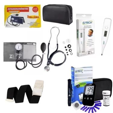 Imagem de Kit Enfermagem + Aparelho Medidor Glicose LITE Completo Premium (GRAFITE)