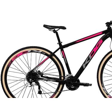 Imagem de Bicicleta Aluminio Aro 29 KOG 27 Marcha Cassete/K7 11/36 Dentes Freio a Disco Garfo com Suspensão,15,Preto Rosa Cinza