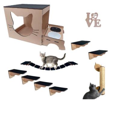 Imagem de Gatificação De Parede Playground Em Mdf 6mm Para Gatos 10 Pçs