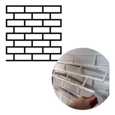 Imagem de Stencil De Parede Tijolinho Revestimento Pintura 60X60 Cm