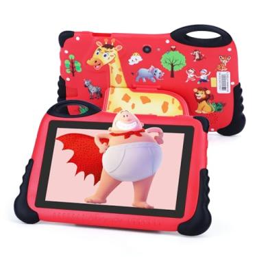 Imagem de Tablets de 7 polegadas para crianças, tablets infantis Android 13 HD IPS, 2 GB + 32 GB, WiFi, câmeras duplas, bateria longa de 2900 mAh, tablet educativo para crianças vermelhas