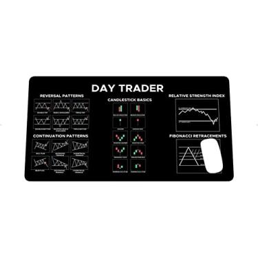 Imagem de Tapete de mouse padrão de gráfico e castiçal para computador para mercado de ações de volta Day Trader Tapete de mesa de presente tapete de mouse cripto grande para mouse e teclado QDH