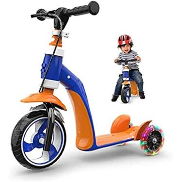 Imagem de Scooter infantil, triciclo conversível 2 em 1 e bicicleta de treinamento para crianças de 2 a 5 anos, scooter com 3 rodas, C