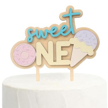 Imagem de First Birthday Donut Cake Topper - Baby's Ice Cream Birthday Topper，One Year Old Birthday Cake Decorations，Sweet One Party Cake Topper，Donut Themed 1st Birthday Cake Topper