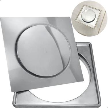 Imagem de Dona D Cor, Porta Grelha E Ralo Click Inteligente 15x15 Caixilho Quadrado Inox Kit Ralo Com Suporte 15cm Para Banheiro Box Lavabo Ta