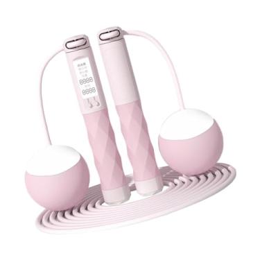 Imagem de Generic Corda de pular ponderada com contador, corda de pular profissional ajustável, corda de pular digital sem fio para academia e casa, ROSA