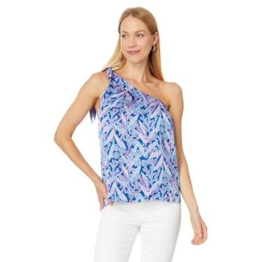 Imagem de Lilly Pulitzer Blusa feminina Bexler de um ombro só, Barton Blue Star Gazing, 50