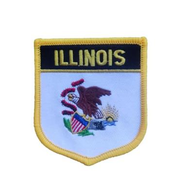 Imagem de Ruoming 1 PÇ Patch de bandeira de Illinois, bordado com ferro ou costurado, tático, militar, bandeira do estado nacional (Illinois)