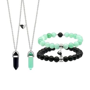 Imagem de Conjunto de 4 peças de colar de casal, pulseira e colar Best Friends BFF pulseira de longa distância combinando para mulheres, homens, meninas, joias de presente, Zinco, Sem Pedra Preciosa