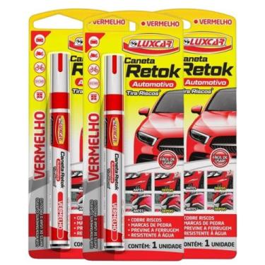Imagem de Kit 3 Caneta Tira Riscos Da Tintura Do Seu Veiculo - Luxcar, Vermelho