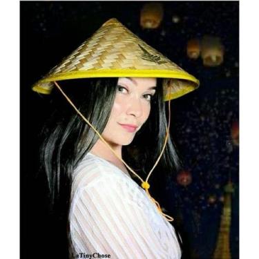 Imagem de Chapéu Japonês Oriental Chinês Vietnamita de Bambu Cosplay Unissex - R