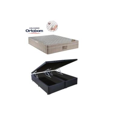 Imagem de Conjunto Casal Colchão Ortobom Airtech  Molas Ensacadas  c/ Cama Box B