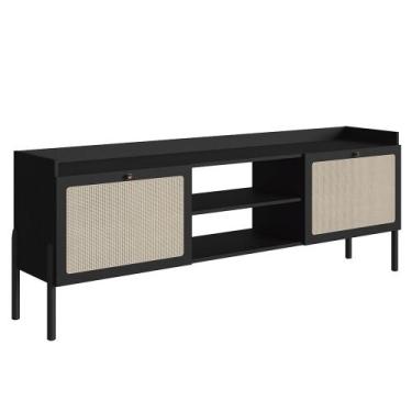 Imagem de Rack Para Sala Bancada de TV 70 Pol Pés Madeira Arlo Nero/Preto - Mpoz
