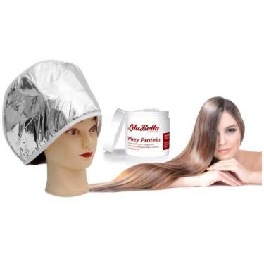 Imagem de Kit mega hidratação cabelos whey protein touca eletrica 110v - SANTA C