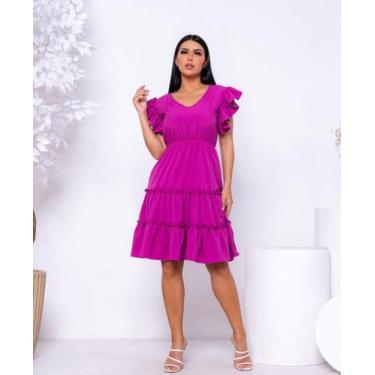 Imagem de Vestido feminino manga babado moda blogueira - Filo modas, Preto, G