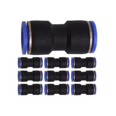 Imagem de 10 Conexão Pneumatica União Emenda Push-in Engate Rapido Mangueira Pu 