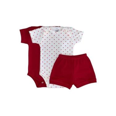 Imagem de Kit Conjunto Bebê - 2 Body Manga Curta E 1 Shorts - FLOR DE MAÇÃ, Cora