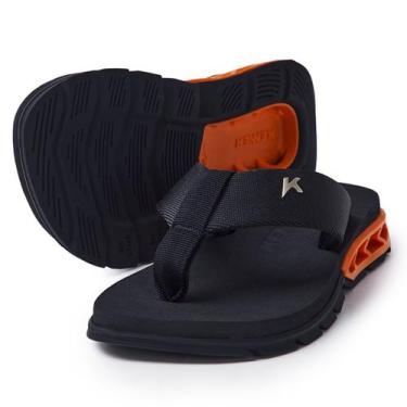 Imagem de Chinelo Infantil Kenner Rakka Kids - Preto e Laranja, 29/30