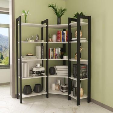 Imagem de Estante para Livros Multiuso de Canto 1,85x1,33m Haia Yescasa