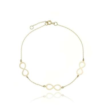 Imagem de Pulseira Feminina Pingentes Símbolo Do Infinito Ouro 18k 750 - Thile J