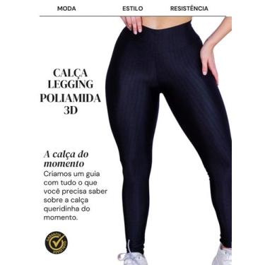 Imagem de 2 Calça Legging 3D Poliamida Básico Cintura Alta Grossa Fitness Academ