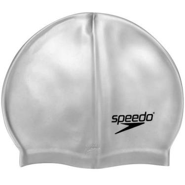 Imagem de Touca de Natação Lisa Speedo FLAT SWIN CAP Treinamento, Cinza prata