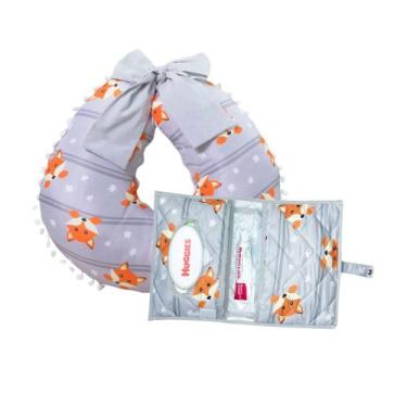 Imagem de Kit Almofada Amamentação com Porta Fralda Bebê Menina Menino - Maria's