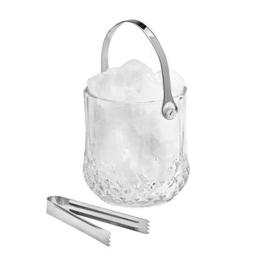 Imagem de Balde De Gelo Vidro Cristal Com Alça E Pegador Para Bebidas - Hauskraf
