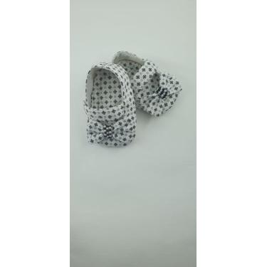 Imagem de Sapatinhos De Tecido Estampado Nude Com Preto Para Bebê - Cantinho do 