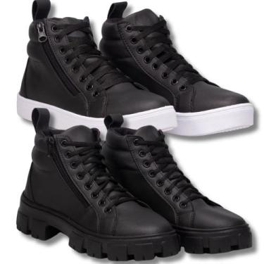 Imagem de Kit Essencial: Bota Feminina Preta + Coturno Feminino Preto. - Fierre,