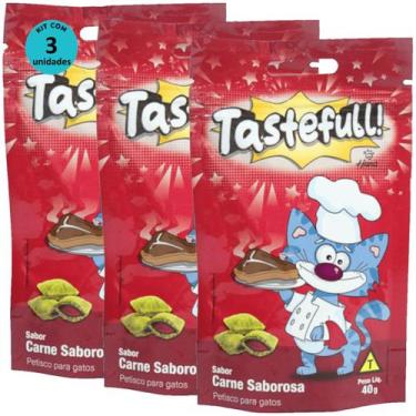 Imagem de Hana Tastefull Nuggets Para Gatos Carne Saborosa 40g Kit 3 un - Hana H