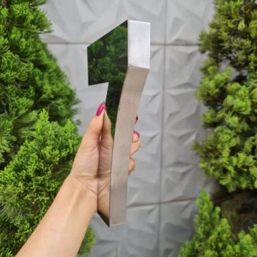 Imagem de Número residencial em aço inox 15cm Casa Portão 3d- Estoque disponível