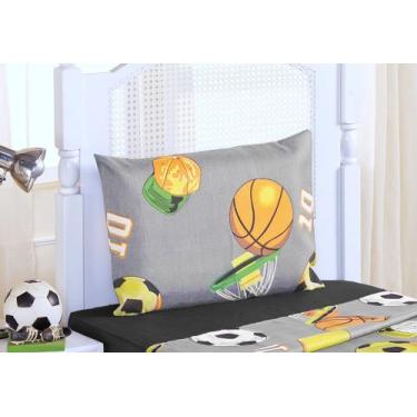 Imagem de Fronha infantil 1 peca - futebol cinza - Enxovais Aquarela LTDA