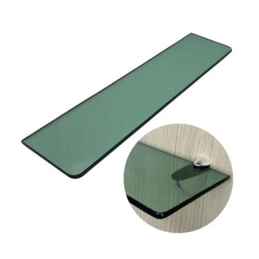 Imagem de Prateleira Vidro Suporte Cromado 40x20cm Desicon Premium, Verde