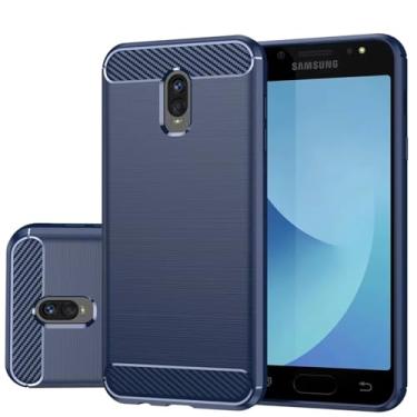 Imagem de Gufuwo Capa para Galaxy J3 2018, Galaxy J3 Star/Galaxy Sol 3/J3 Achieve/J3 Aura, capa fina de fibra de carbono, capa traseira macia à prova de choque para Samsung Galaxy J3 2018 azul
