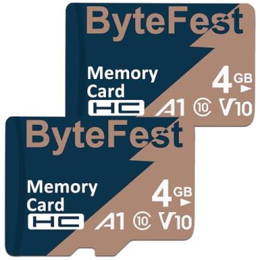 Imagem de ByteFest Cartão micro SD de 4 GB, pacote com 2, classe 10 com adaptador SD duplo, cartão de memória TF para leitor de MP3 MP4, e-Reader, reprodutor de mídia de streaming, navegador GPS, câmera de