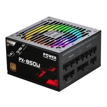Imagem de Fonte de alimentação POINWER de 850 Watts 80 Plus Gold – Ventoinha RGB silenciosa de 12 cm, totalmente modular, PFC ativo, capacitor de 105 °, alto desempenho para computadores de jogos e ATX