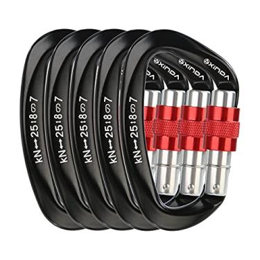 Imagem de XINDA – Bloqueio de mosquetão profissional para escalada, mosquetão resistente para escalada, montanhismo, rede, acampamento, equipamento externo, 5 pcs Black