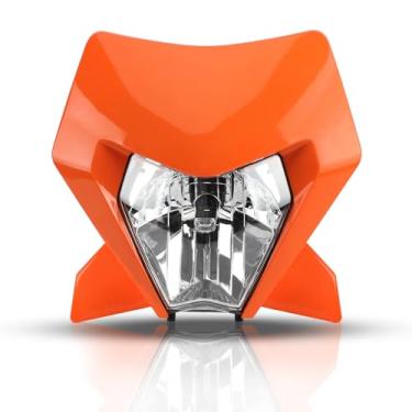 Imagem de ABCERRSI Farol de LED Dirt Bike, kit de luz de cabeça de motocicleta compatível com motocross Pit Bike Enduro ATV Supermoto 2024 EXC XC SX XCW EXCF SXW SXF 125-500 (laranja)
