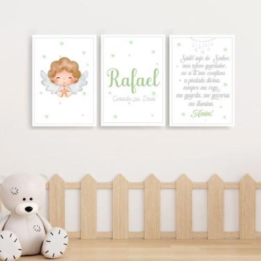 Imagem de 3 Quadros Infantil Ursinho Príncipe - FlorEllas, Santo anjo