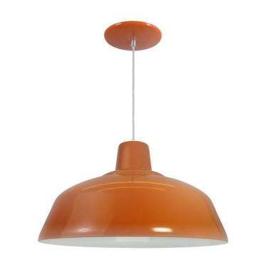 Imagem de Kit 4 Luminária Pendente Retro 40cm Interior Branco Brilho Com Fiação 