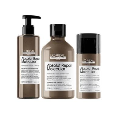 Imagem de Kit Absolut Repair Molecular Shampoo 300ml, Serúm e Leave-in - LÓreal 