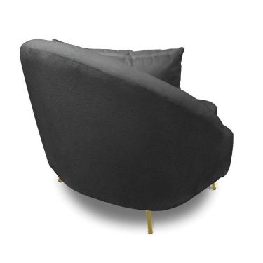 Imagem de Poltrona Decorativa Orgânica Pé Ferro Dou Zaya Bouclê Grafite C05 - D`rossi